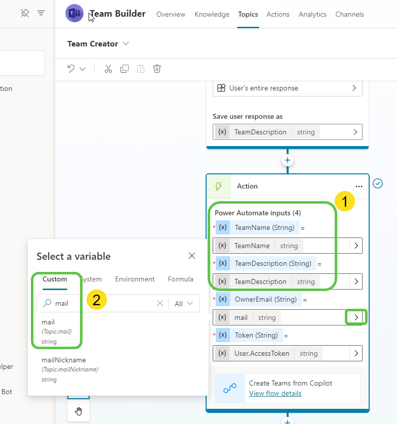 Configure Input Parameters